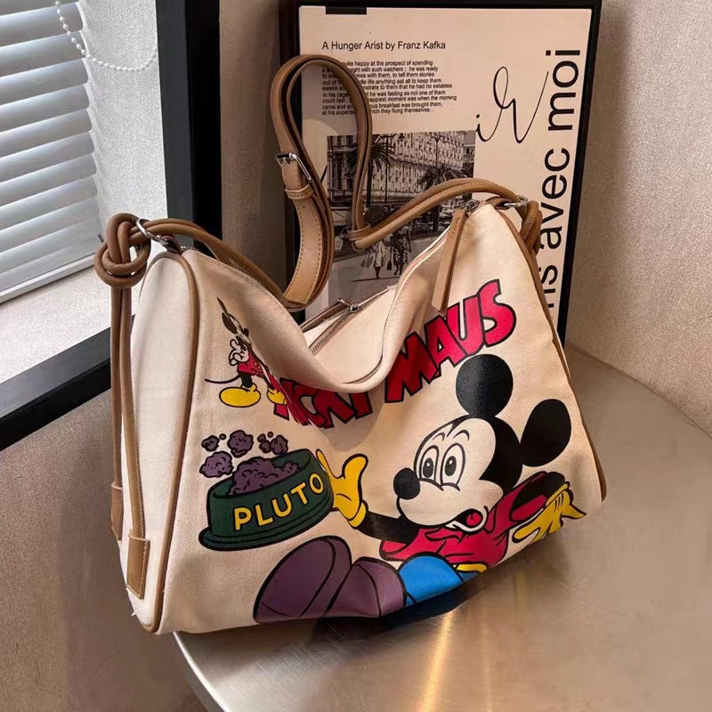 STOREXQ Canvas Bag Women's Large Capacity New Fashion Single-Room Messenger Bag Japanese Commuter Tote Mother and Baby Mummy Bag