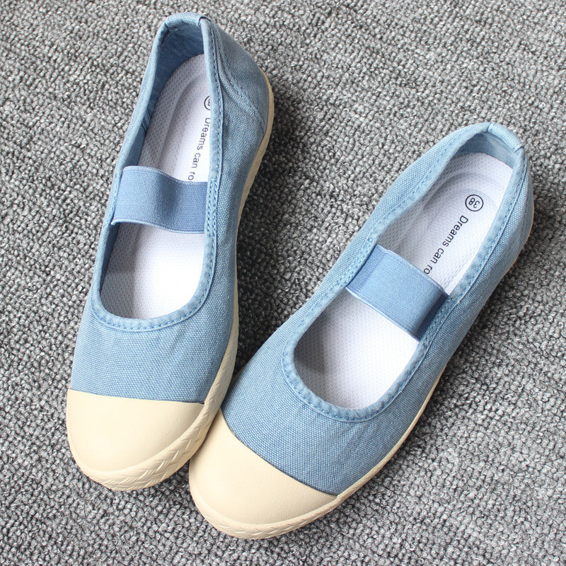 storexq Spring, Summer, Autumn Three Seasons Wearable Japanese Women's Shoes Slip-on Lazy Shoes Washed Old Soft-Soled Canvas Shoes