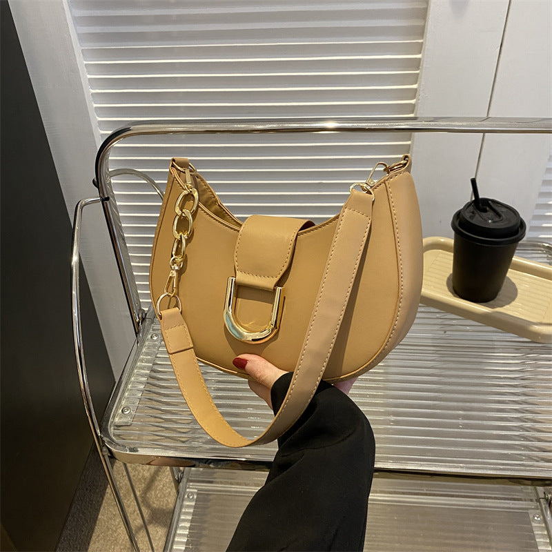 STOREXQ New Moon Bag Bags New Fashion Solid Color Single-Shoulder Bag Western Texture Special-Interest Design Messenger Bag Women's Bag