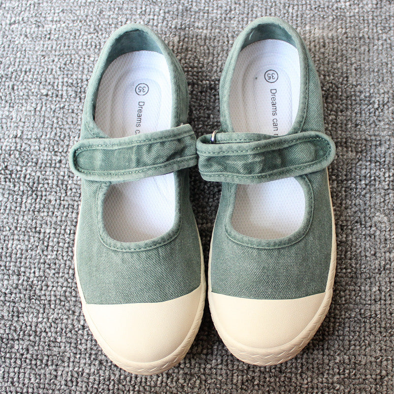 storexq Spring, Summer, Autumn Three Seasons Wearable Japanese Women's Shoes Slip-on Lazy Shoes Washed Old Soft-Soled Canvas Shoes