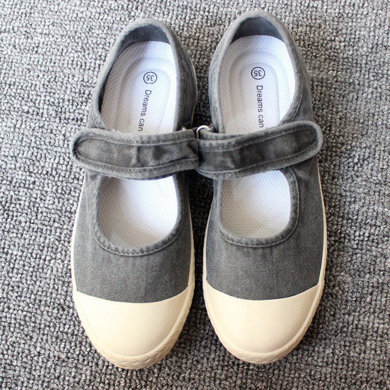 storexq Spring, Summer, Autumn Three Seasons Wearable Japanese Women's Shoes Slip-on Lazy Shoes Washed Old Soft-Soled Canvas Shoes
