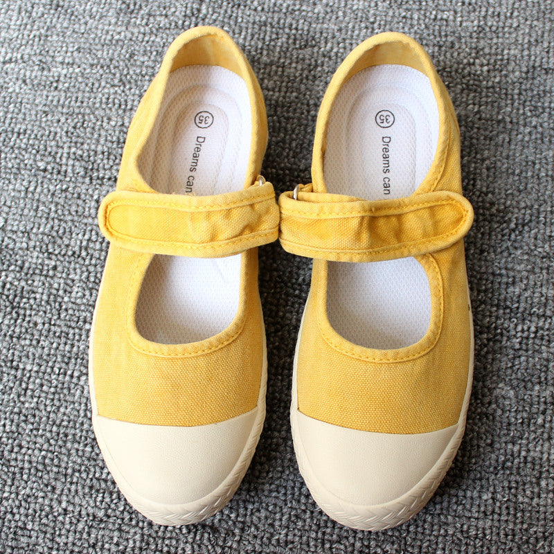 storexq Spring, Summer, Autumn Three Seasons Wearable Japanese Women's Shoes Slip-on Lazy Shoes Washed Old Soft-Soled Canvas Shoes