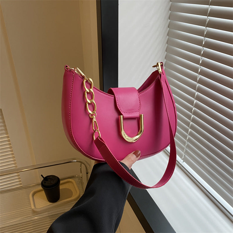 STOREXQ New Moon Bag Bags New Fashion Solid Color Single-Shoulder Bag Western Texture Special-Interest Design Messenger Bag Women's Bag