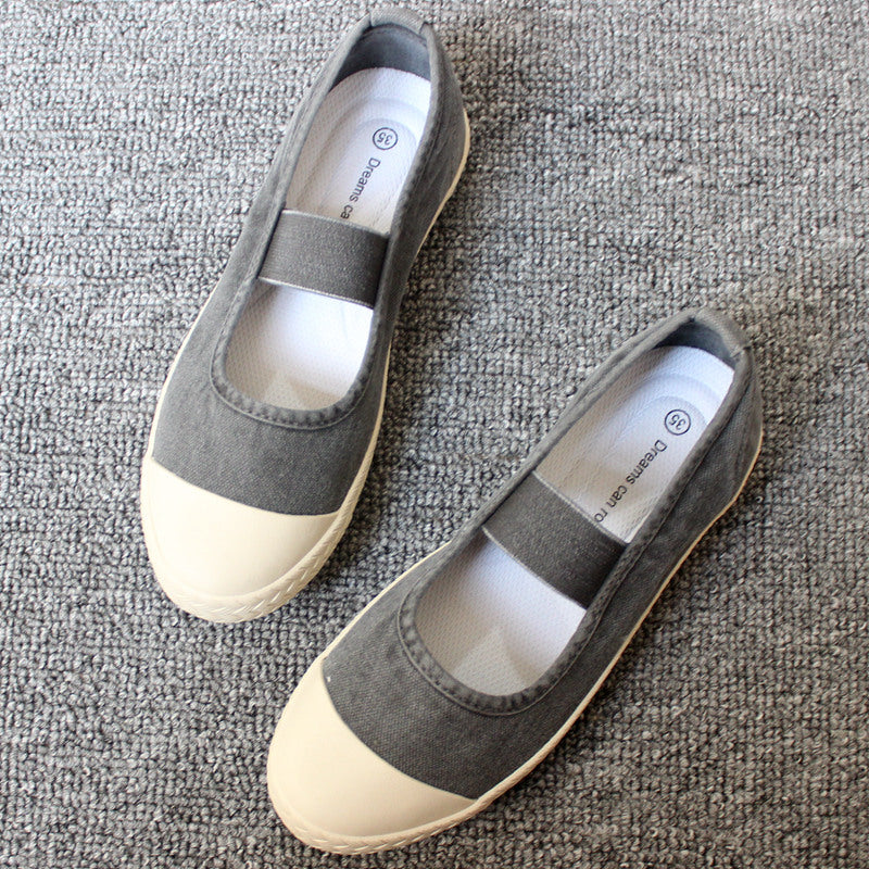 storexq Spring, Summer, Autumn Three Seasons Wearable Japanese Women's Shoes Slip-on Lazy Shoes Washed Old Soft-Soled Canvas Shoes