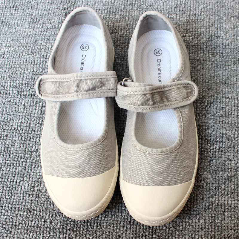 storexq Spring, Summer, Autumn Three Seasons Wearable Japanese Women's Shoes Slip-on Lazy Shoes Washed Old Soft-Soled Canvas Shoes
