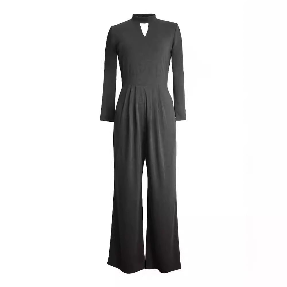 storexq Cross-Border Spring Clothes Women's Clothes Small Turtleneck Long-Sleeved Jumpsuit Knitted Casual Pants Straight Jumpsuit One Piece Dropshipping
