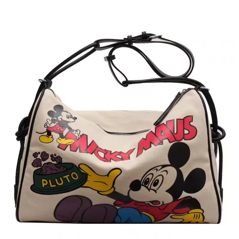 STOREXQ Canvas Bag Women's Large Capacity New Fashion Single-Room Messenger Bag Japanese Commuter Tote Mother and Baby Mummy Bag