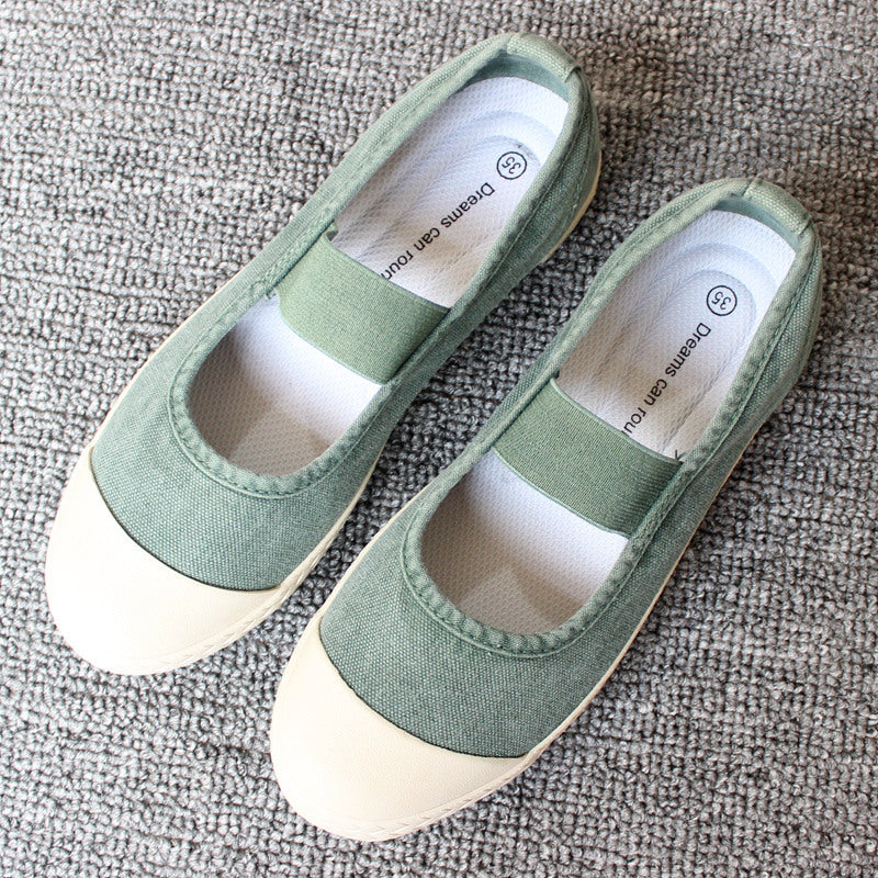 storexq Spring, Summer, Autumn Three Seasons Wearable Japanese Women's Shoes Slip-on Lazy Shoes Washed Old Soft-Soled Canvas Shoes