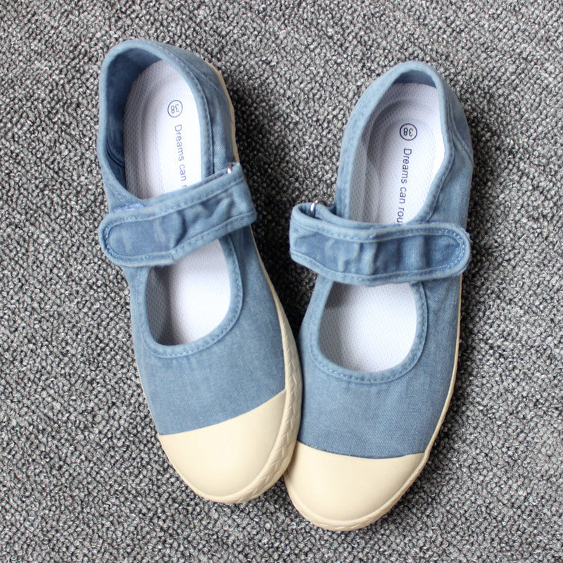 storexq Spring, Summer, Autumn Three Seasons Wearable Japanese Women's Shoes Slip-on Lazy Shoes Washed Old Soft-Soled Canvas Shoes
