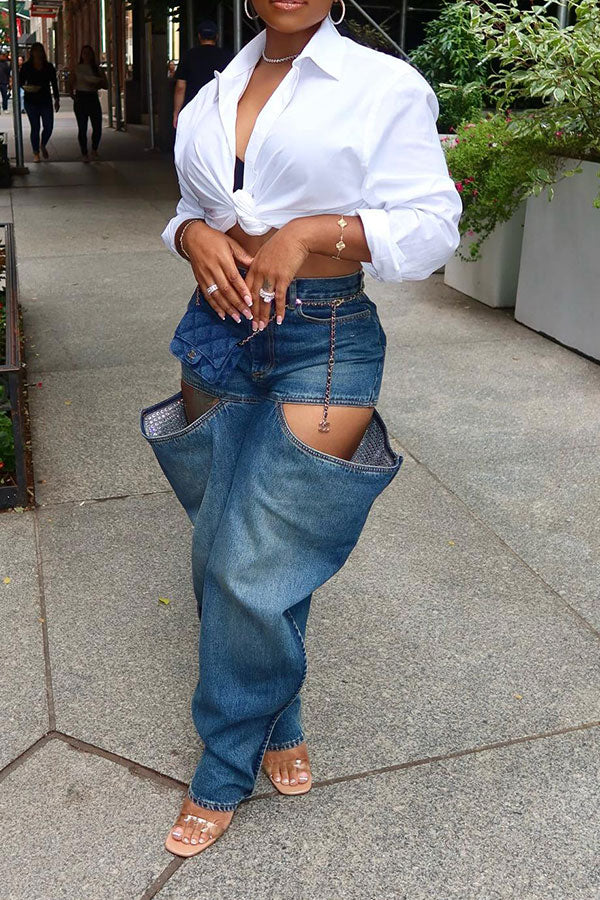 storexq Blue Cool Cutout Jeans