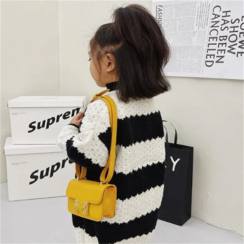 Kids Handbag Girl Shoulder Bags Gold Buckle PU Leather Children Coin Purses Saddle Bag Princess Messenger Bag