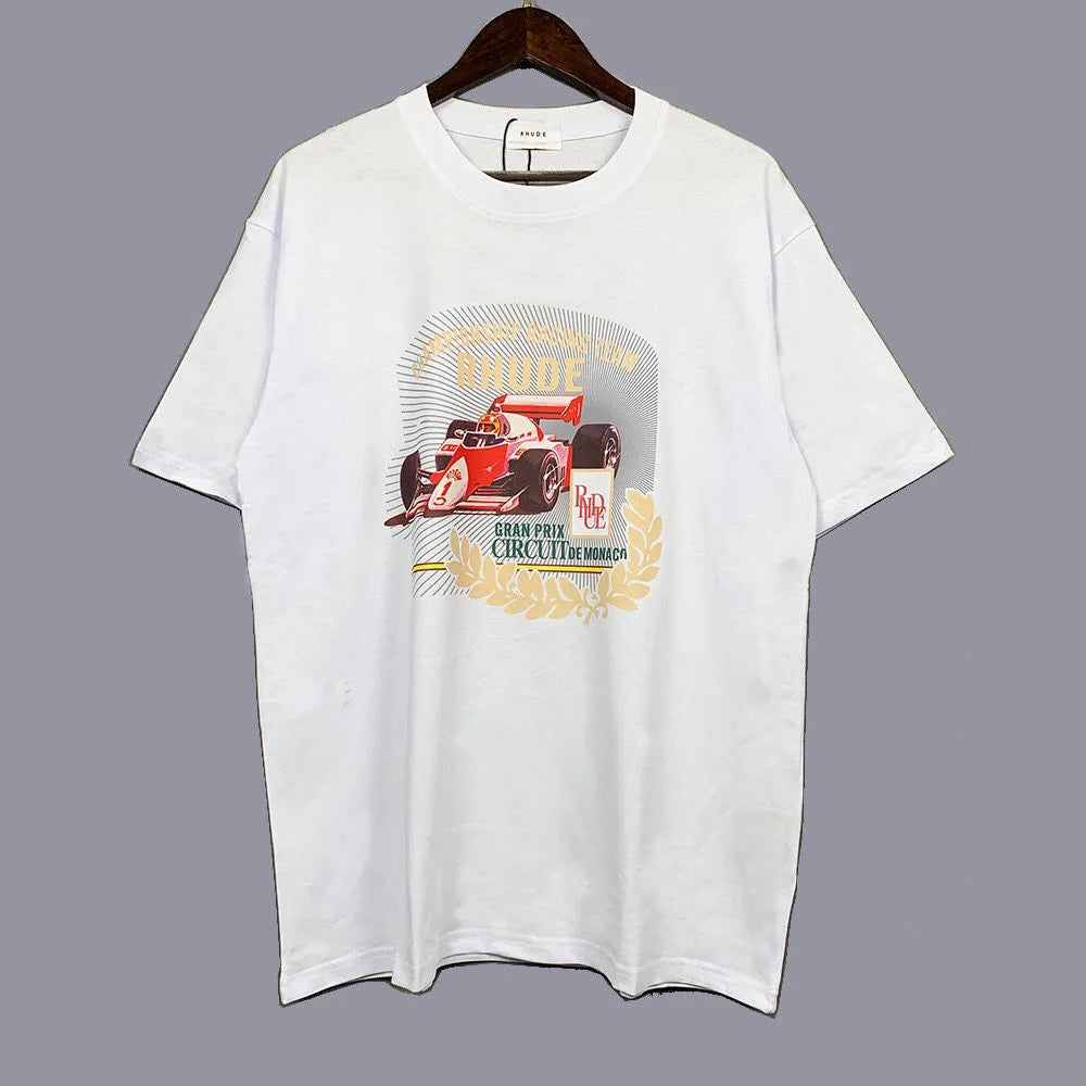 RH Designers Mens Rhude Embroidery T Shirts for Summer Mens Tops Letter Polos Shirt Womens Tshirts Clothing Short Sleeved Large Plus 100% Cotton Tees Size S-XL