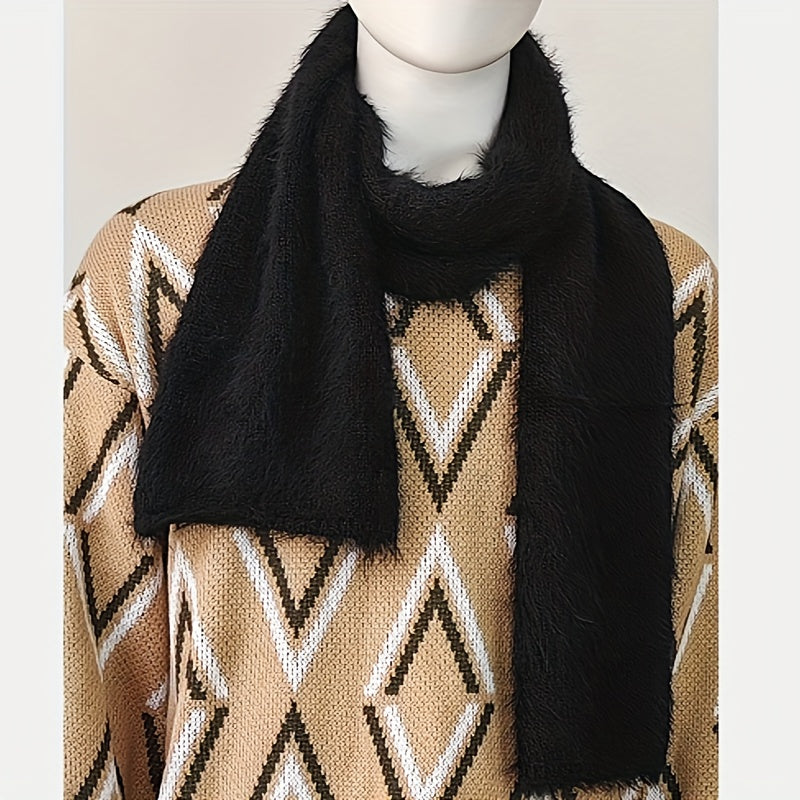 Vintage Style Men's Knit Nylon Faux Mink Fur Scarf 3.15inch Wide - 100% Nylon Soft Textured Fashion Accessory