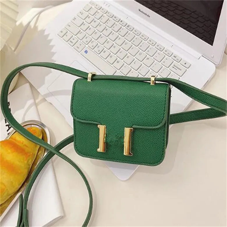 Kids Handbag Girl Shoulder Bags Gold Buckle PU Leather Children Coin Purses Saddle Bag Princess Messenger Bag