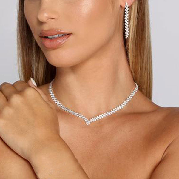 storexq Rhinestone Unusual Rhombus Necklace