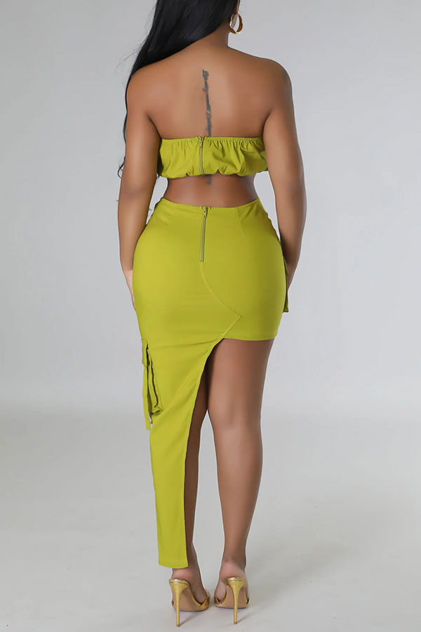 storexq Solid Color Urban Patch Pocket Irregular Dress Suit