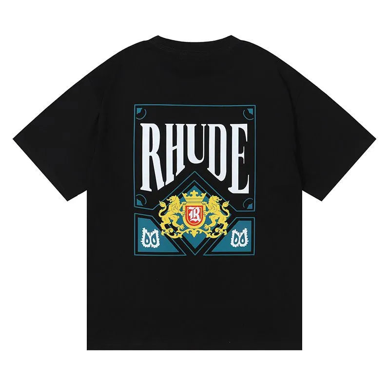 RH Designers Mens Rhude Embroidery T Shirts for Summer Mens Tops Letter Polos Shirt Womens Tshirts Clothing Short Sleeved Large Plus 100% Cotton Tees Size S-XL