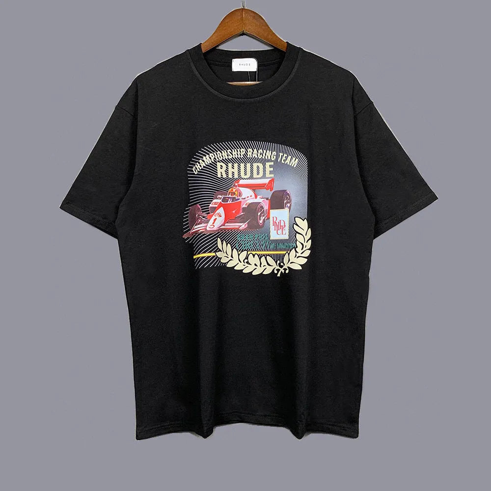 RH Designers Mens Rhude Embroidery T Shirts for Summer Mens Tops Letter Polos Shirt Womens Tshirts Clothing Short Sleeved Large Plus 100% Cotton Tees Size S-XL