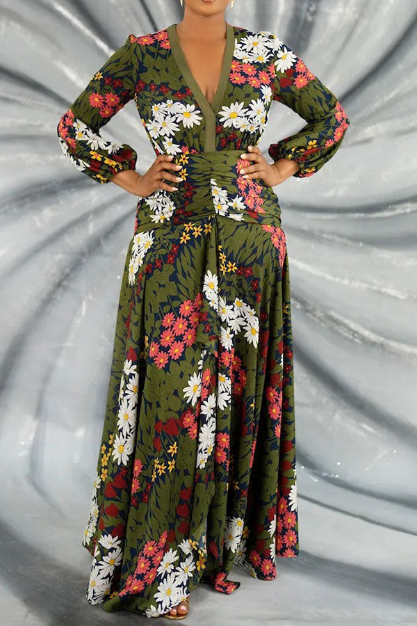 storexq Floral Print Romantic Maxi Dress