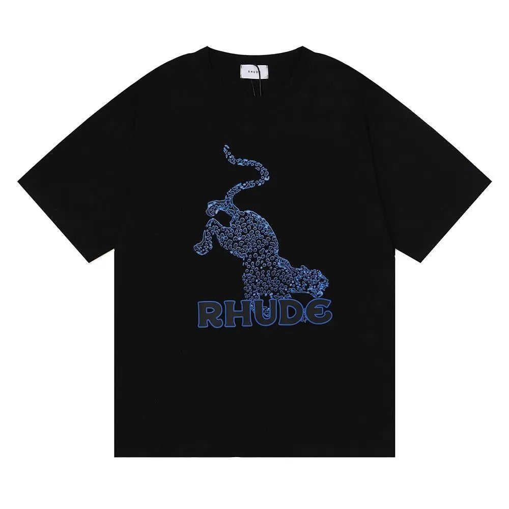 RH Designers Mens Rhude Embroidery T Shirts for Summer Mens Tops Letter Polos Shirt Womens Tshirts Clothing Short Sleeved Large Plus 100% Cotton Tees Size S-XL