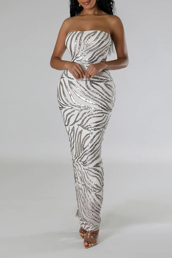 namcoverse Sequined Bandeau On-trend Split Back Maxi Dress