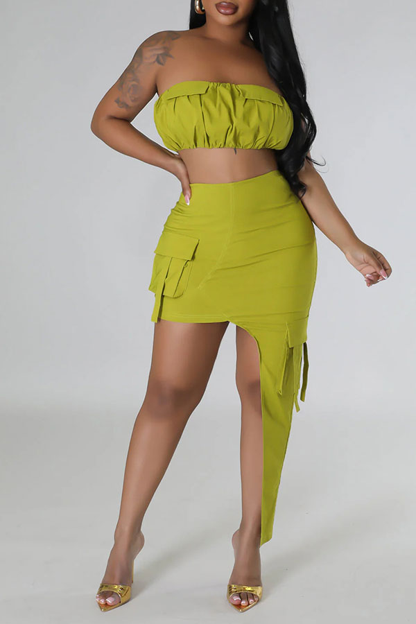 storexq Solid Color Urban Patch Pocket Irregular Dress Suit
