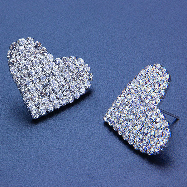 storexq 1Pair Heart Sweet Rhinestone Earrings