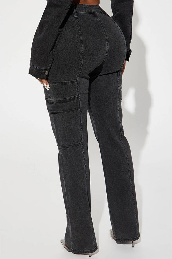 storexq Solid Color Undeniable Denim Pant Suit