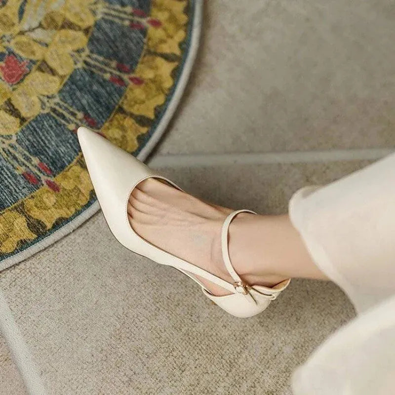 Heels Women Spring Solid Colors Pointed Medium Fashion Elegant Casual Shoes Party Sandals Pumps Talon Zapatos 240605