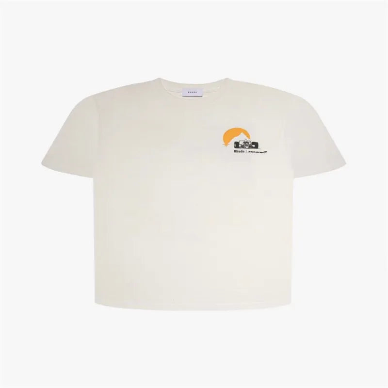 RH Designers Mens Rhude Embroidery T Shirts for Summer Mens Tops Letter Polos Shirt Womens Tshirts Clothing Short Sleeved Large Plus 100% Cotton Tees Size S-XL
