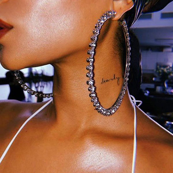storexq Rhinestone Hyperbolic Round Hoop Earrings