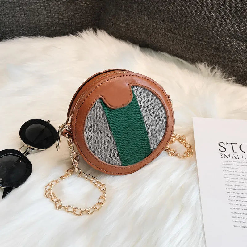 Kids Deaigner Handbags Fashion Korean Girls Mini Princess Purses Cross_body Round Letter Printed Chain And Shoulder Strap Messenger Bag Children Candy Bags Gifts