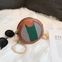 Kids Deaigner Handbags Fashion Korean Girls Mini Princess Purses Cross_body Round Letter Printed Chain And Shoulder Strap Messenger Bag Children Candy Bags Gifts