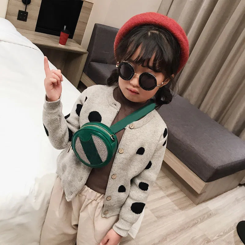 Kids Deaigner Handbags Fashion Korean Girls Mini Princess Purses Cross_body Round Letter Printed Chain And Shoulder Strap Messenger Bag Children Candy Bags Gifts