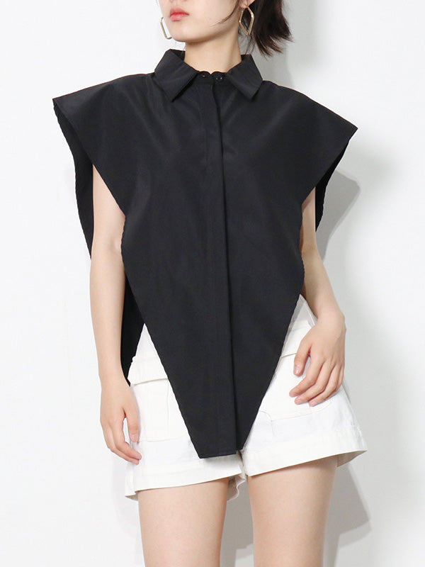 storexq Original Solid Color Irregularity Geometry Blouse Tops