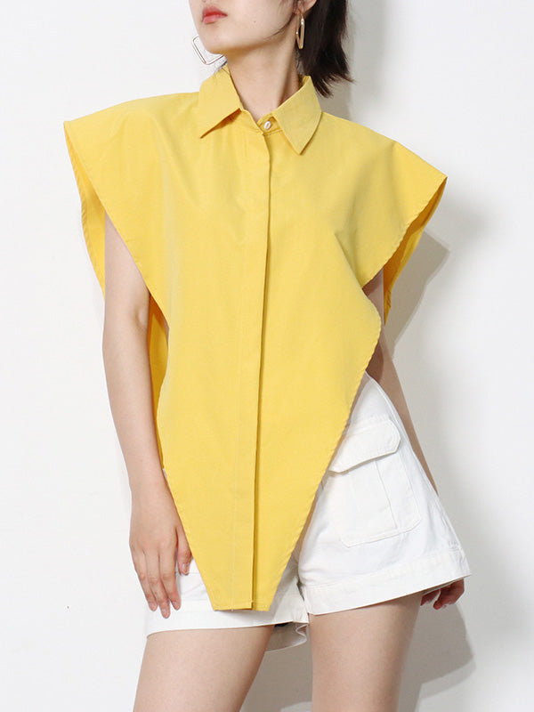 storexq Original Solid Color Irregularity Geometry Blouse Tops