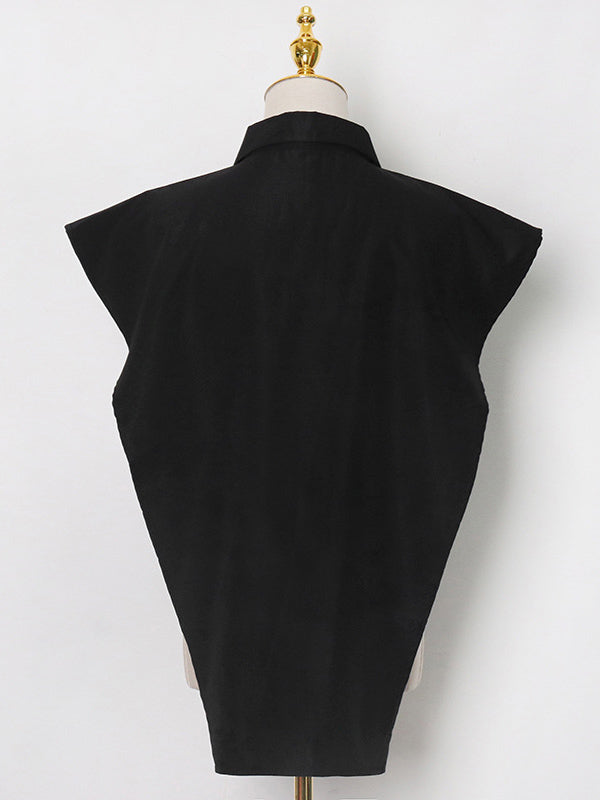 storexq Original Solid Color Irregularity Geometry Blouse Tops