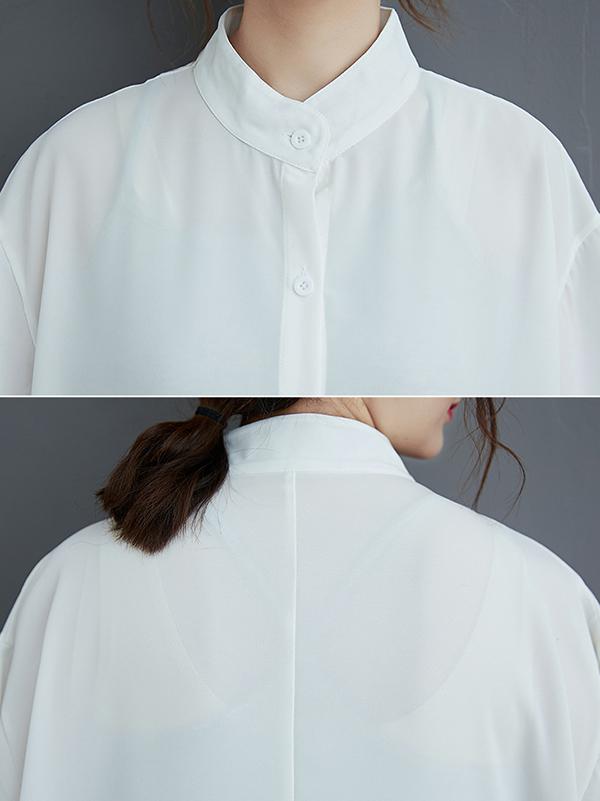 storexq Loose Split-Joint Hollow Solid Long Blouse