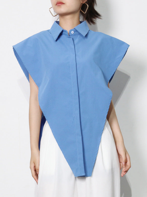 storexq Original Solid Color Irregularity Geometry Blouse Tops