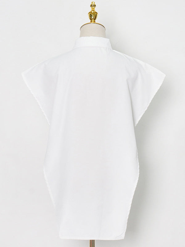 storexq Original Solid Color Irregularity Geometry Blouse Tops