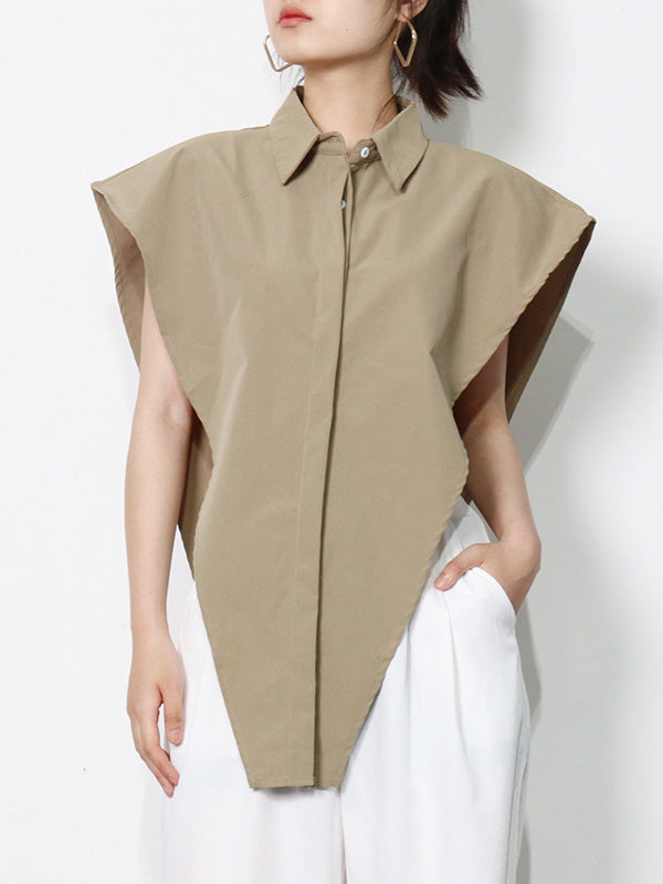 storexq Original Solid Color Irregularity Geometry Blouse Tops