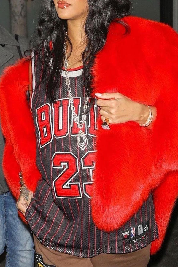 storexq Red Sweet Heart-shaped Faux Fur Cape