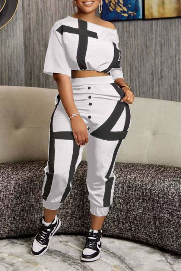 storexq Color Block Patchwork Casual Pant Suit