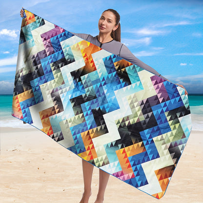 1Pc Bohemian Microfiber Beach Towel - Super Absorbent, Quick Drying, Sand Free, Compact, Outdoor Towel - 36*71inch/91.44*180.34cm, Carrying Bag Included, Ideal for Beach, Pool, Gym, Travel