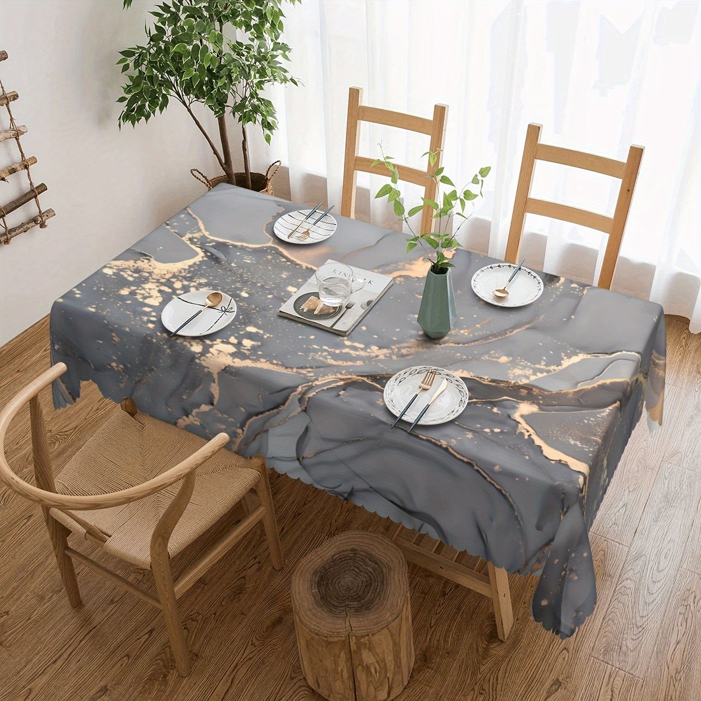 1pc, Round/Square Tablecloth, Marbled Abstract Textured Table Cloth, Marbled Pattern Table Cover, Waterproof Stain Wrinkle Free, Indoor And Outdoor Table Cover, For Home Kitchen Dining Decoration