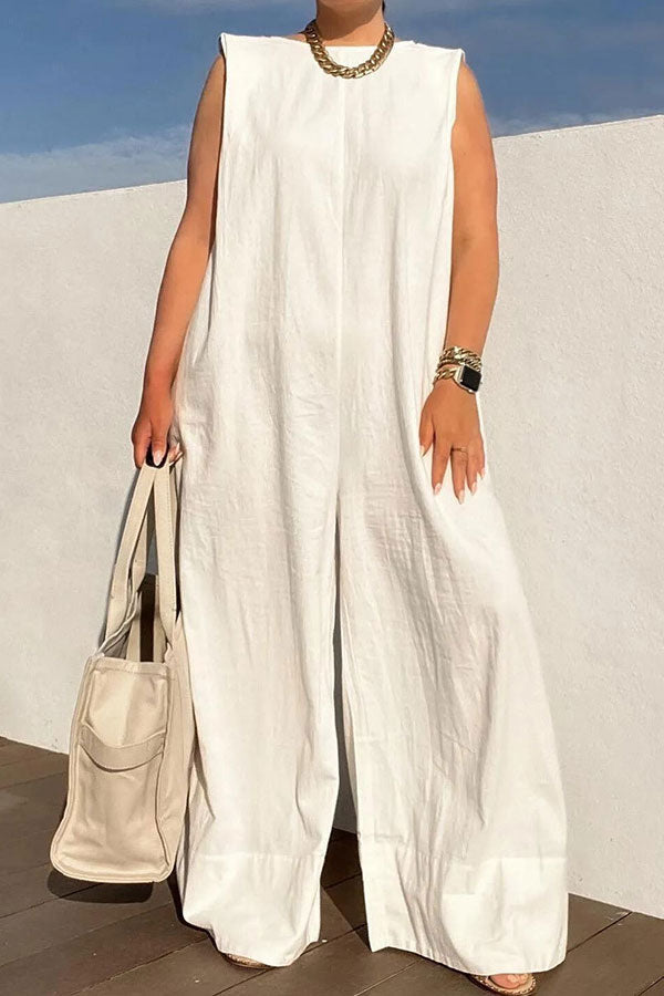 storexq White Laid Back Wide Leg Jumpsuit