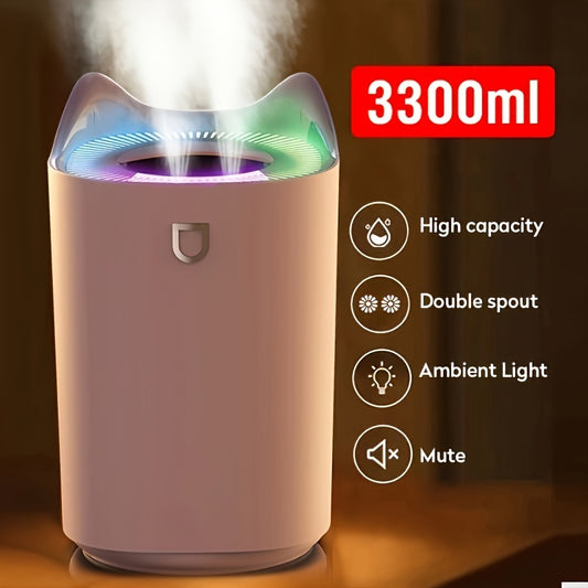 1pc 111.59oz Large Capacity Double Nozzle LED Light Humidifier 111.59oz H2o Room Air Humidifiers For New Year Spring Festival Decor Home Decor Spring Summer Decor, St. Patrick's Day Decor Easter Decor