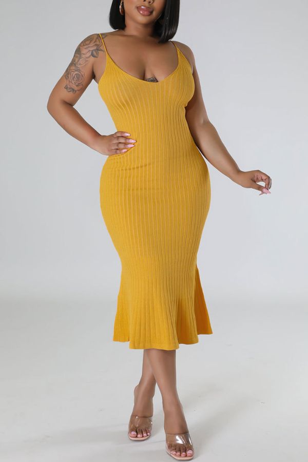 storexq Solid Color Smart Midi Dress