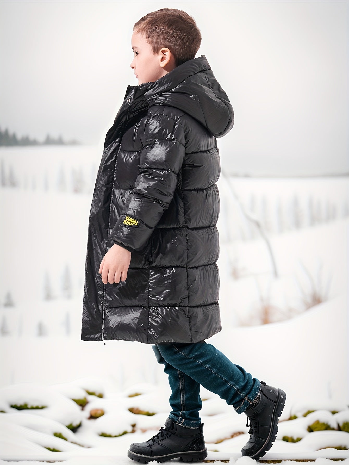 Boys Warm Thick Mid-length Hooded Jacket, Zip Up Coat, Boy's Clothes For Winter Outdoor, As Gift