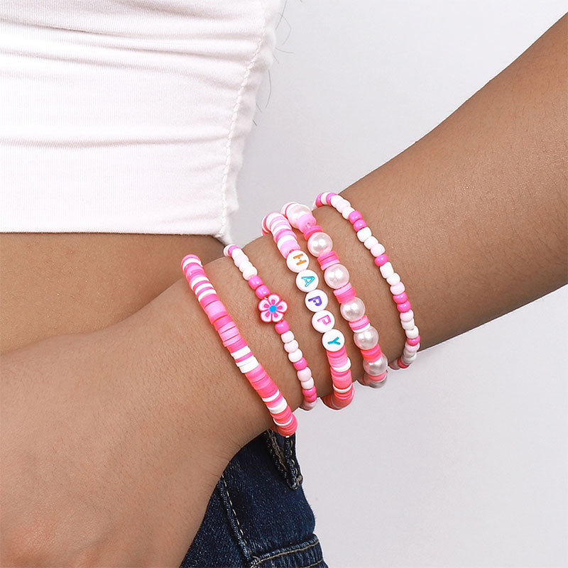 storexq Letter Faux Pearl Colorful Bracelet